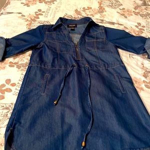 Small blue denim dress. Only worn once and is very comfortable